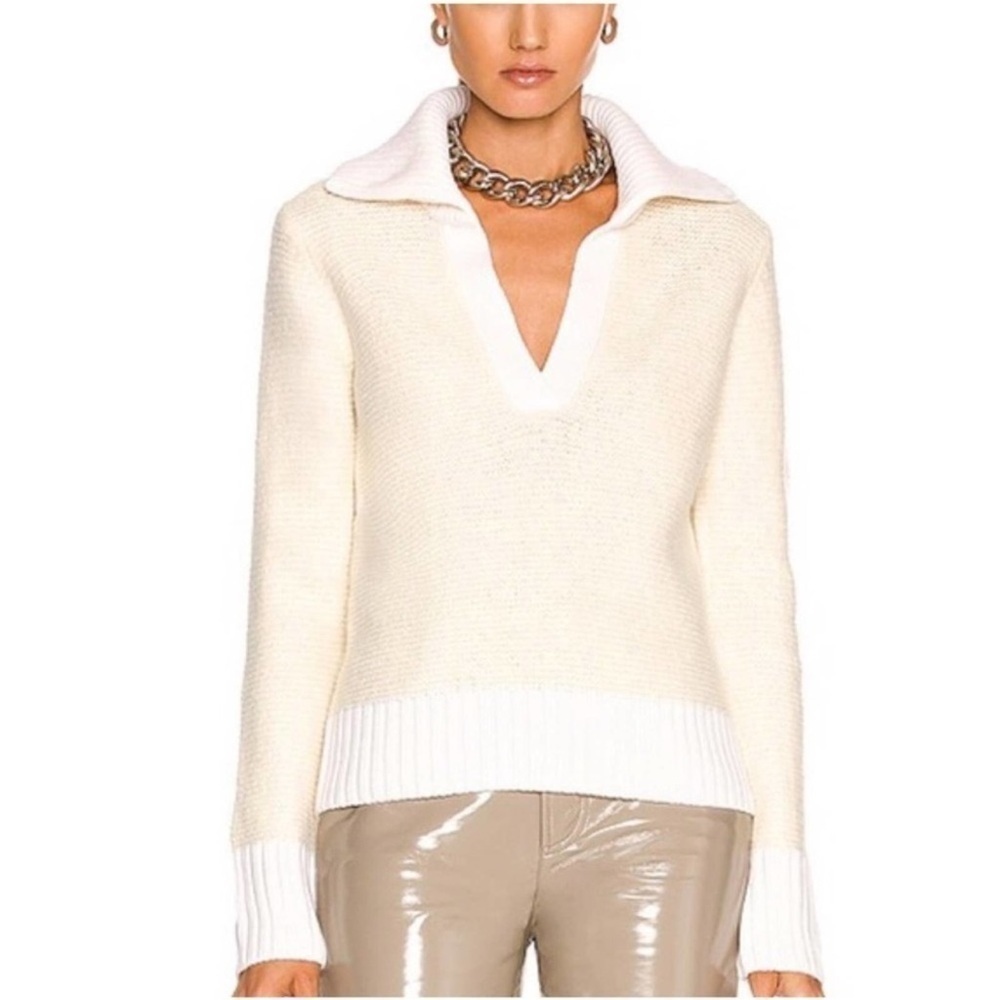 VERONICA BEARD BROGAN COLLARED WOOL CASHMERE SWEATER SIZE MED - Picture 3 of 15